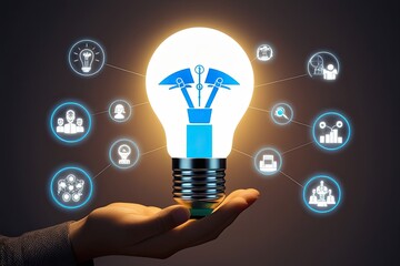 Illuminating Revolutionary Ideas: A Symbol of Clever Concepts Reflecting Innovative Marketing Developments and Creative Thinking