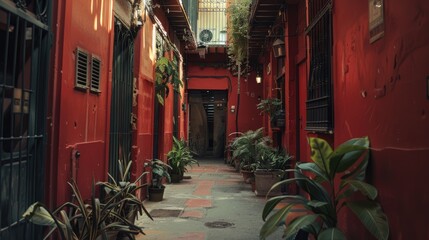 Naklejka premium Indoor photo of callejón AI generated