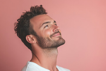 Fototapeta premium A close up of a man's face with her eyes closed