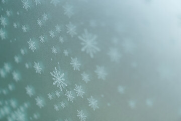 Pastel green snowflake pattern glass door window decorative sticker background, glass film, focus point