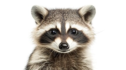 Fototapeta premium portrait of a raccoon on white background 