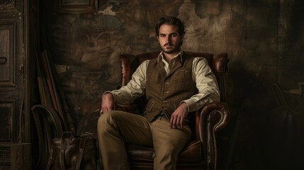 photo of portrait of a handsome man hunting eyes full body posing AI generated