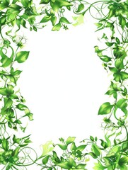 Ornate Floral Border. Green Floral Frame for Decorative Card Design