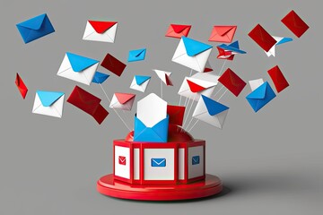 Three Dimensional Email Marketing Display with Fluttering Letters and Envelopes for High Quality Engagement