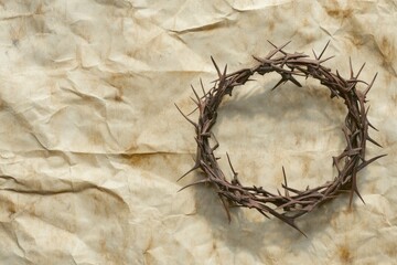 Fototapeta premium Crown of Thorns on parchment background illustrates Easter , ai