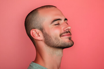 Obraz premium A close up of a man's face with her eyes closed