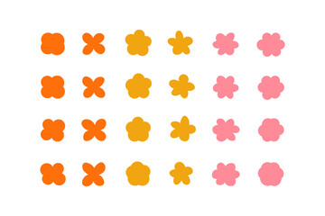 Geometric stylized flowers. Modern linear design sign. 60s and 70s Retro style.