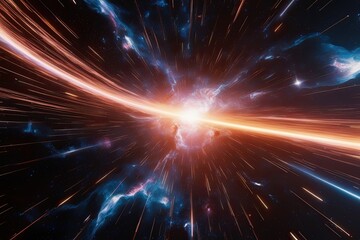 Naklejka premium Energizing 3D Cosmic Wind Animation Through Stellar Fields in Digital Art