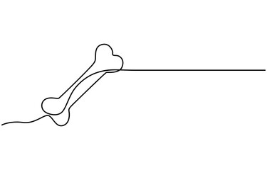Continuous one line drawing of bone. simple human bone line art vector illustration. Bone toy for dog line art,