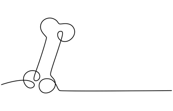 recommend clip art: Continuous one line drawing of bone. simple human bone line art vector illustration. Bone toy for dog line art,