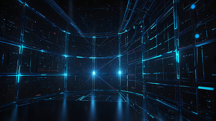 Fototapeta premium Technological Lines And Blue Background