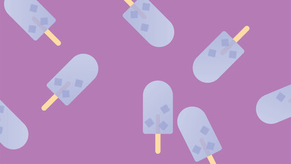 Set of fruit ice cream, frozen juice on wooden stick, fruity popsicle. Vector.