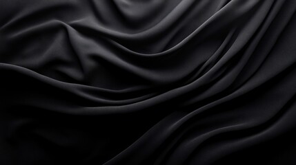 Black Fabric With Soft Waves Texture Background
