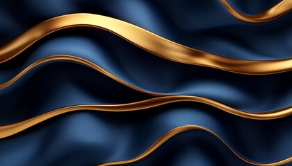 Abstract blue and gold wave pattern.