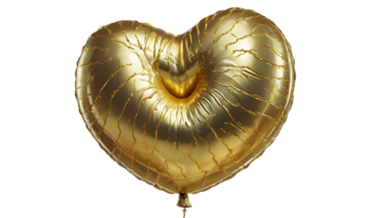 3d E Gold Textured Balloon on a isolated on white background. Generative AI.