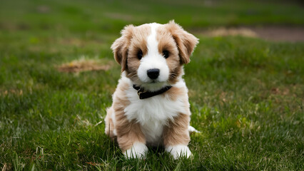 A soft plush puppy with A collar