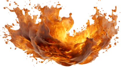 3d fire flame Splash on a white isolated background. Generative AI.