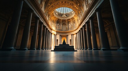 Obraz premium grand architectural interior with columns and dome ceiling