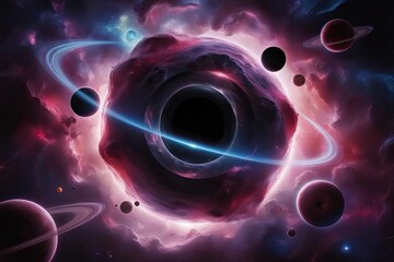 Stunning 7K Visualization of a Mesmerizing 3D Nebulous World Featuring Black Holes and Cosmic Entities