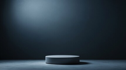 Minimalist Black Podium in Dark Studio