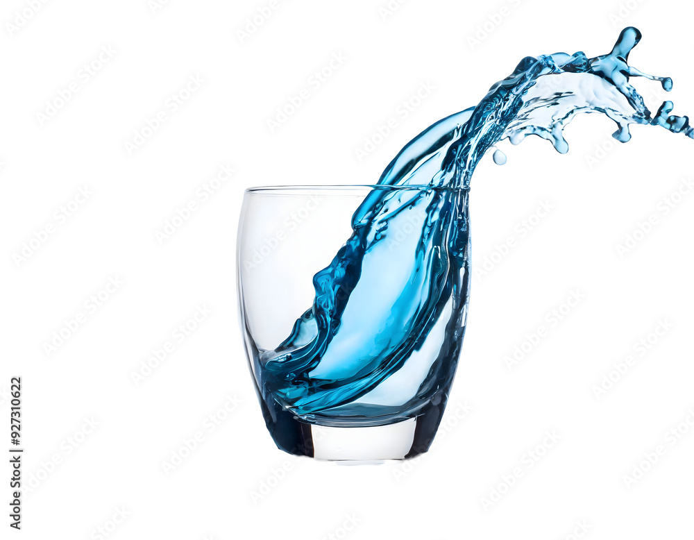 Aufkleber 3d glass of abstract shape in the form of a wave splash on a white isolated background. generative a