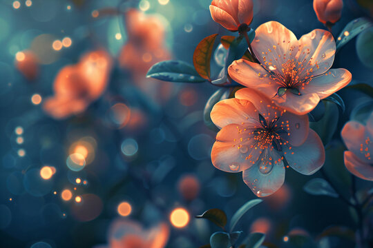 Little flowers. Sweet color in bokeh texture soft blur for background. 