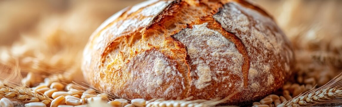 Freshly Baked Artisan Bread with Rustic Background