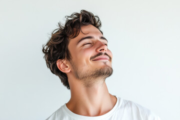 Fototapeta premium A close up of a man's face with her eyes closed