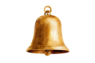 A close-up of a beautiful golden bell, showcasing its intricate details and polished shine, perfect for decorative purposes.