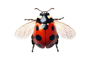 Fototapeta premium A detailed close-up of a vibrant ladybug showcasing its colorful patterns and delicate wings. Ideal for nature and insect themes.