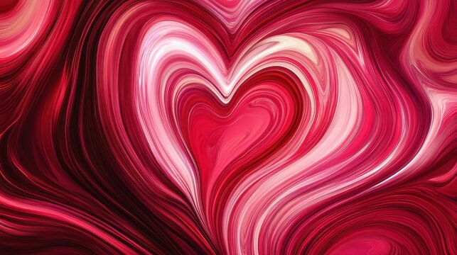 A vibrant abstract heart design in swirling red tones, symbolizing love and emotion.