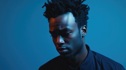 Side Profile of Determined African American Male with Focused Expression