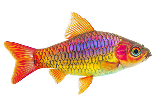 A vibrant and colorful fish showcasing stunning scales with a rainbow of hues. Perfect for aquatics or nature themed projects.
