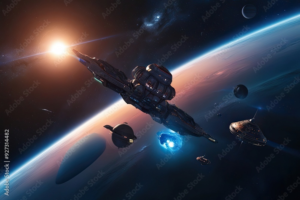 Poster futuristic 3d visualization of proxima centauri colonization mission immersive journey in 6k resolut