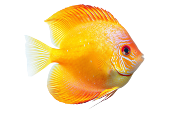 A vibrant orange tropical fish gracefully swimming, showcasing its colorful fins and unique pattern. Perfect for aquatic-themed projects.