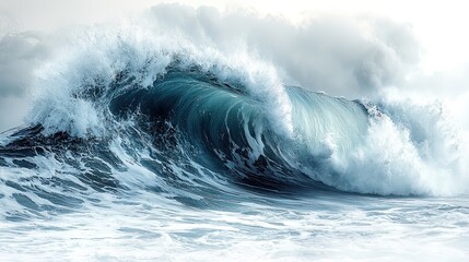 Obraz premium Powerful wave curling with dramatic ocean spray. Generative AI