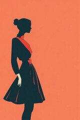 Fototapeta premium A woman stands gracefully in futuristic fashion profile for a book cover