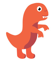 Cute baby dinosaur. Hand drawn tyrannosaurus. Flat cartoon vector illustration isolated on white background.