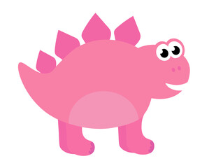 Cute baby dinosaur. Hand drawn stegosaurus. Flat cartoon vector illustration isolated on white background.