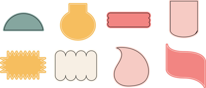 Colorful Decorative Shapes and Text Boxes with Outlines for Creative Design