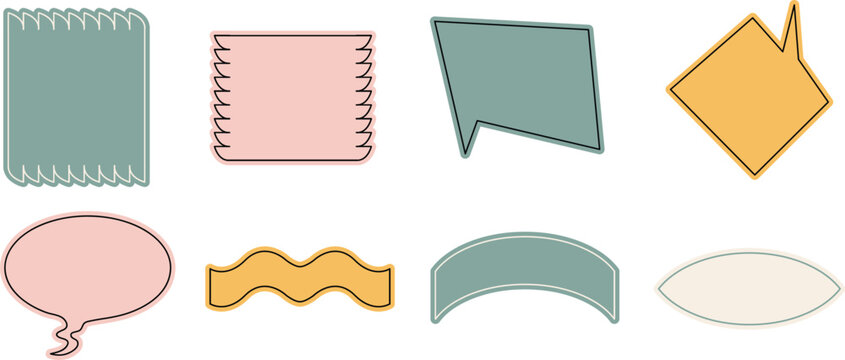 Colorful Decorative Shapes and Text Boxes with Outlines for Creative Design