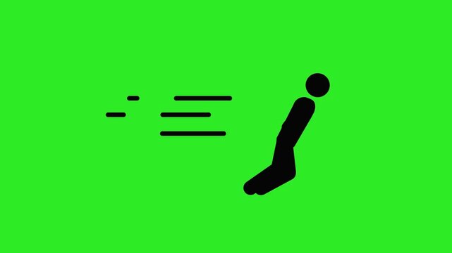 stickman run animation isolated in green.  race motion graphic suitable for tittle event. 4K footage video intro