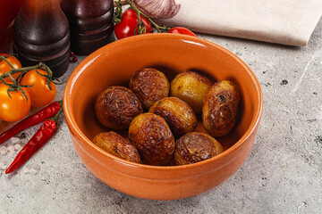 Baked baby potato in the bowl