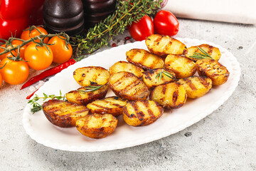 Grilled young small baby potato