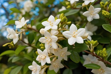 Jasmine Blooms in Focus Stunning Close-Up for Elegant Garden Style and Fresh Home Decor
