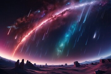 Stunning 5K Space Art Featuring Captivating 3D Meteor Showers and Galaxy Displays