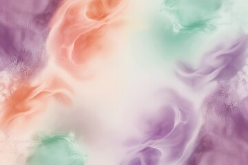 Fototapeta premium Dreamy Gradient Wash Background in Peach Lilac and Mint with Textured Noise and Color Flow