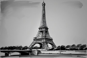 Timeless Elegance of Monochrome Eiffel Tower Sketches