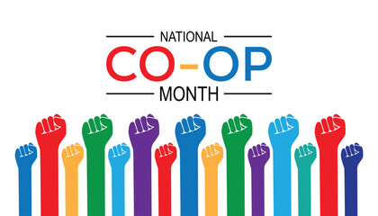 National Co-op Month is observed every year on October. background, placard, banner template Vector illustration design.
