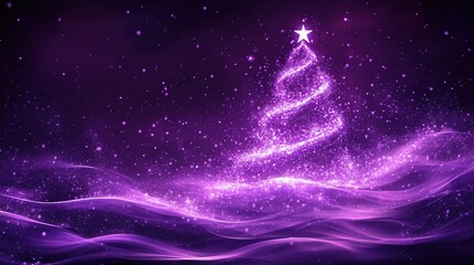 A purple background with a Christmas tree in the middle